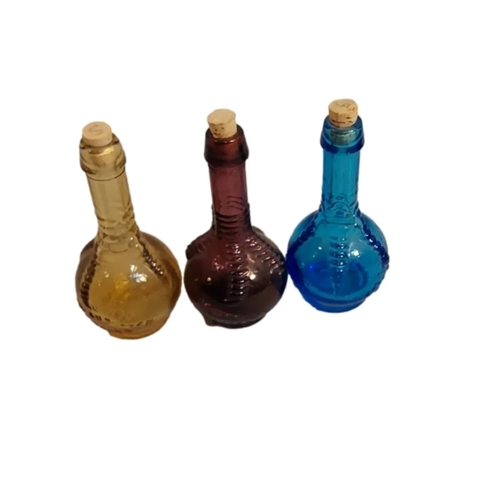 VINTAGE WHEATON TRIO BALL &‎ CLAW BITTER GLASS BOTTLE FLASK WITH CORK